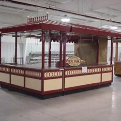 Outdoor modular foodservice concession kiosk for theme park, amusement park