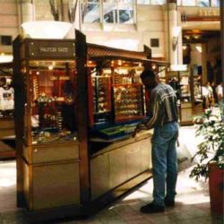 Prudential Center merchandise sales kiosk RMU sells jewelry and watches