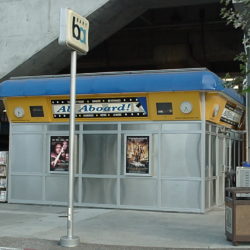 Premanufactured concession building is assembled at transportation complex