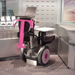Custom wireless product POP display Segway merchandiser for T-Mobile
