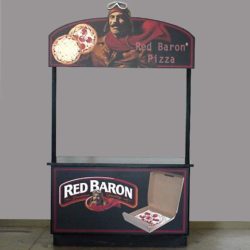 Red Baron custom pizza concession cart vends personal pan pizzas