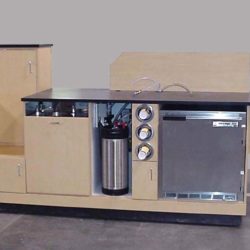 Custom coffee cart with self contained hand sink