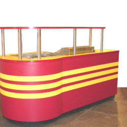 Curved front hotdog cart for indoor foodservice