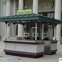 Outdoor frozen drinks concession vending kiosk at a theme park
