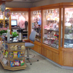 Hospital gift wall shop with cart and kiosk
