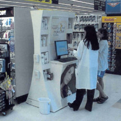Point of Purchase floor display kiosk merchandiser sampling unit for hair care marketing