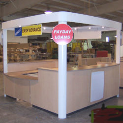 Financial services kiosk in retail locations
