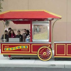 Outdoor popcorn concession vending cart for theme or amusement parks