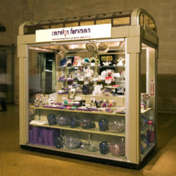 Metal retail kiosks for shopping malls