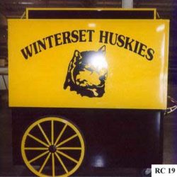 Outdoor, metal cart for retailing booster club items and souvenirs