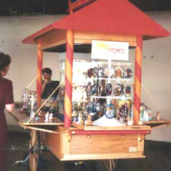 Custom retail cart at tourist attraction for souvenirs