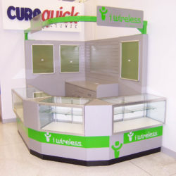 Retail kiosk for wireless cell phone shopping mall
