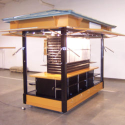 Exterior retail merchandising unit or kiosk