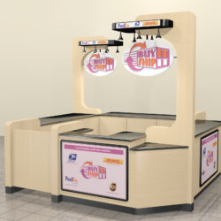 Shopping center mall customer service kiosk