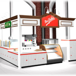Custom indoor mall food service kiosk