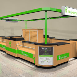 Cell phone wireless sales kiosk in shopping mall