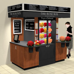 Retail floral wall shop kiosk at airport or mall center