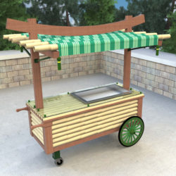 Outdoor Asian style food service vending cart for zoo