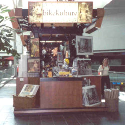 Retail kiosk at airport for with glass display cases