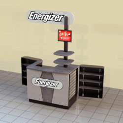 Mobile merchandise retail cart or kiosk with slat wall display