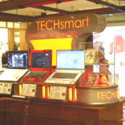 Retail cart display fixture for laptops, TVs, electronics