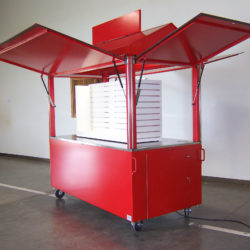 Outdoor metal retail push cart with slat wall display