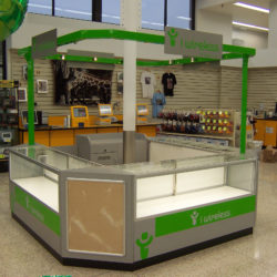 Jewelry, watches, sunglasses or wireless cell phone kiosk in mall