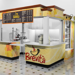 Coffee espresso smoothie kiosk for airports, malls, casinos, convention centers