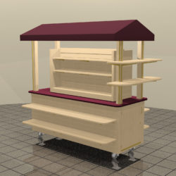Retail mobile push cart with slat wall for shopping malls