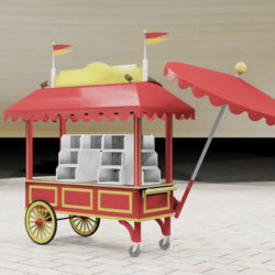 Outdoor amusement park retail concession vending cart