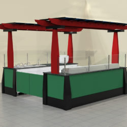Food service kiosk concession stand for sushi or asian food