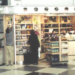 Store kiosk at airport sells gift items