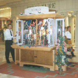 Glass display case on RMU for security and visual merchandising