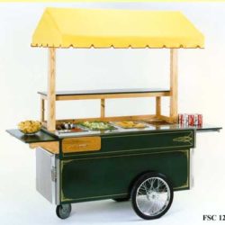 Foodservice cart with hot or cold wells and serving counter