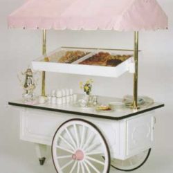 Pastry serving cart for hotel lobby or hospitality center
