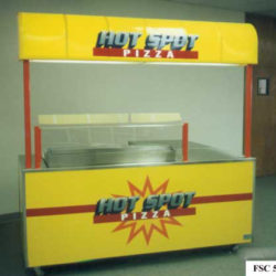 Mobile pizza cart with back-lit canopy, sneeze guard